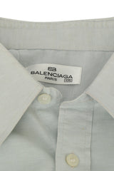 Balenciaga Size 105 Blue Gray Logo Mens Formal Shirt