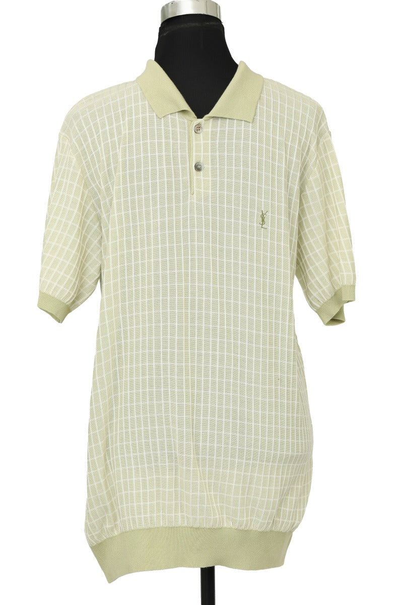 Yves Saint Laurent Size 105 Pastel Green Checkered Polo T- Shirt
