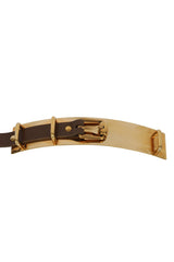 Gucci 85Cm I 34 Inch Brown Leather Metal Plate Buckle Belt