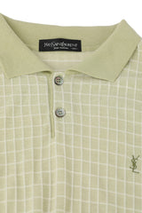 Yves Saint Laurent Size 105 Pastel Green Checkered Polo T- Shirt