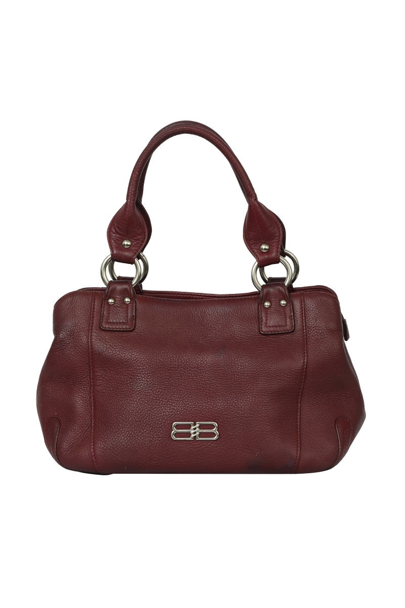 Balenciaga Maroon Bb Logo Leather Shoulder Bag