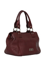 Balenciaga Maroon Bb Logo Leather Shoulder Bag
