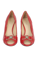 Gianni Versace EU 36 Patent Red Peep Toe Heels