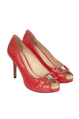 Gianni Versace EU 36 Patent Red Peep Toe Heels