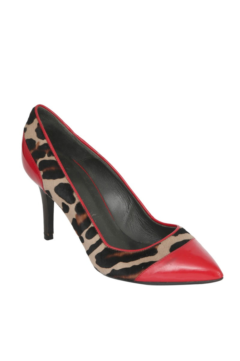 Versace EU 35.5 Leopard Print Embossed Pumps