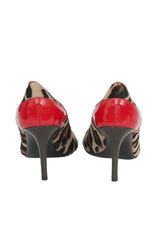 Versace EU 35.5 Leopard Print Embossed Pumps