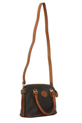 Mario Valentino Brown/Tan Leather Top Handle Bag