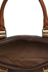 Mario Valentino Brown/Tan Leather Top Handle Bag
