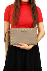 Michael Kors Sandrine Stud Leather Zip Wristlet