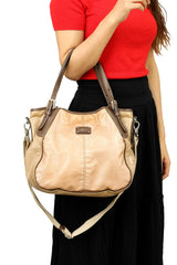 Tods G-Line Coated Canvas Leather Trim Handbag