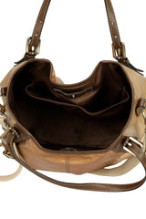 Tods G-Line Coated Canvas Leather Trim Handbag