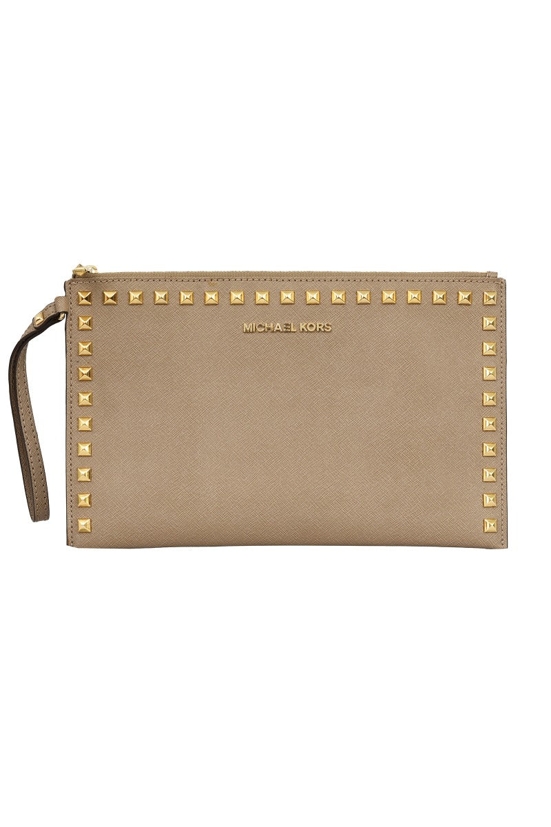 Michael Kors Sandrine Stud Leather Zip Wristlet