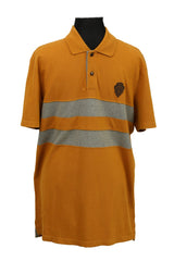 Gucci Size L Gray Stripe Mustard Yellow Polo T-Shirt