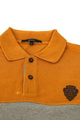 Gucci Size L Gray Stripe Mustard Yellow Polo T-Shirt