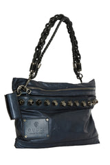 Gucci Icon Bit Metallic Blue Leather Handbag