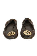 Tory Burch EU 36 Black Leather Logo Ballet Flats