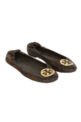 Tory Burch EU 36 Black Leather Logo Ballet Flats