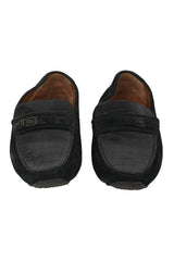 Bally Us 9 Snake Embossed Black Loafers