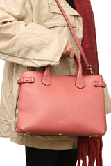 Burberry Medium Banner Peach Leather Tote Bag