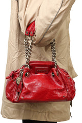 Versace Patent Leather Red Rushed Handbag