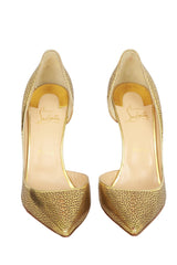 Christian Louboutin EU 40.5 Gold Perforated Pumps