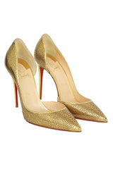Christian Louboutin EU 40.5 Gold Perforated Pumps