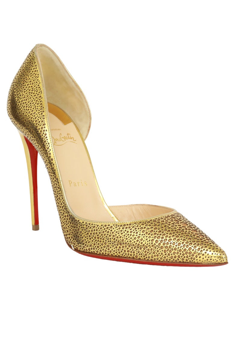 Christian Louboutin EU 40.5 Gold Perforated Pumps