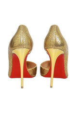 Christian Louboutin EU 40.5 Gold Perforated Pumps