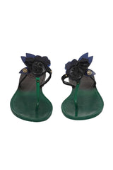 Tory Burch Size 8 Green Black Flower Flats