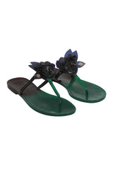 Tory Burch Size 8 Green Black Flower Flats