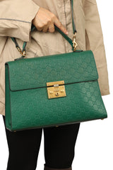 Gucci Supreme Guccissima Green Leather Top Handle Bag
