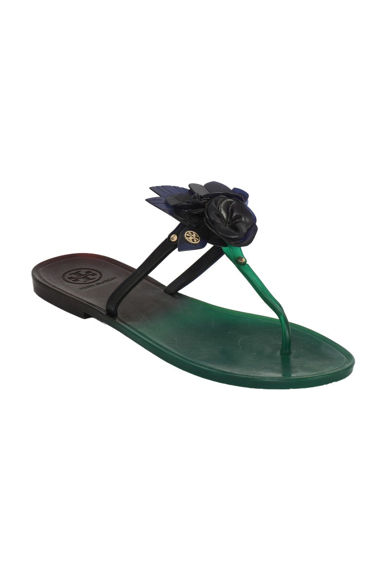 Tory Burch Size 8 Green Black Flower Flats