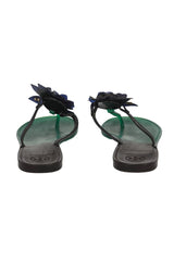 Tory Burch Size 8 Green Black Flower Flats