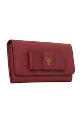 Prada Pink Leather Bow Leather Long Wallet