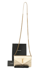 Yves Saint Laurent Golden Shimmer Envelope Wallet On Chain