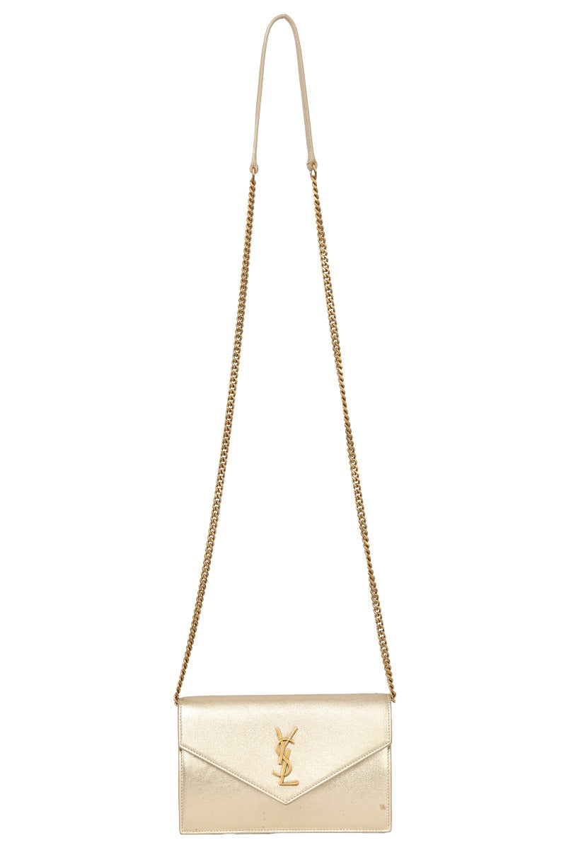 Yves Saint Laurent Golden Shimmer Envelope Wallet On Chain