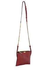 Burberry Red Grained Leather Chichester Crossbody Bag