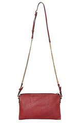 Burberry Red Grained Leather Chichester Crossbody Bag