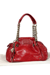 Versace Patent Leather Red Rushed Handbag