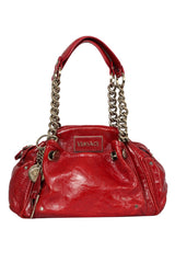 Versace Patent Leather Red Rushed Handbag
