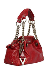 Versace Patent Leather Red Rushed Handbag