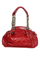 Versace Patent Leather Red Rushed Handbag
