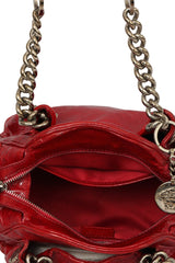Versace Patent Leather Red Rushed Handbag