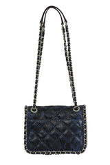 Michael Kors Blue Snakeskin Embossed Carine Chain Sling Bag