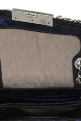 Michael Kors Blue Snakeskin Embossed Carine Chain Sling Bag