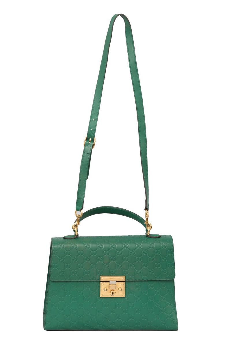 Gucci Supreme Guccissima Green Leather Top Handle Bag