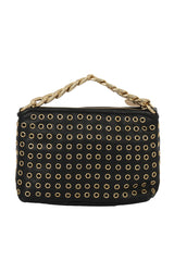 Michael Kors Black Golden Rivets Leather Small Handbags