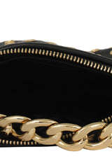 Michael Kors Black Golden Rivets Leather Small Handbags