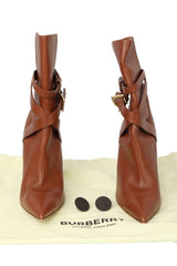 Burberry Brown EU 37.5 Leather Strappy Heel Boots