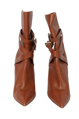 Burberry Brown EU 37.5 Leather Strappy Heel Boots